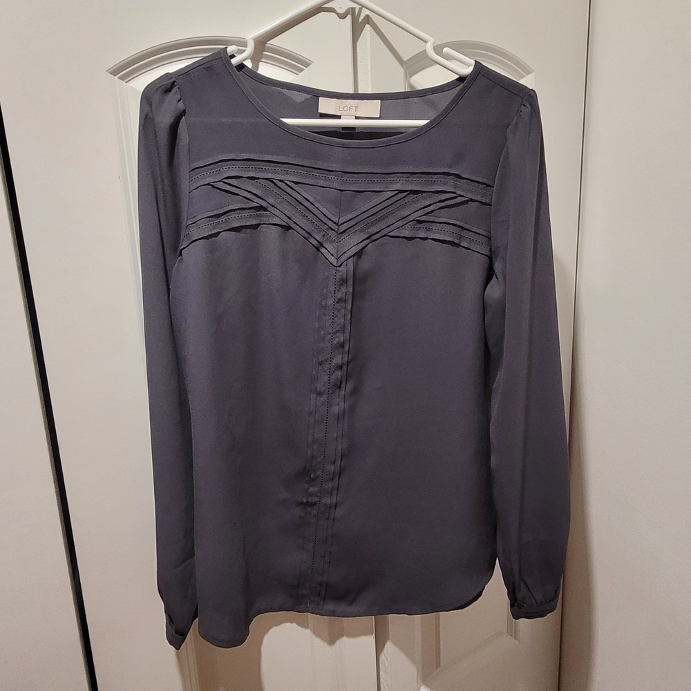 LOFT | Gray Long-Sleeve Blouse